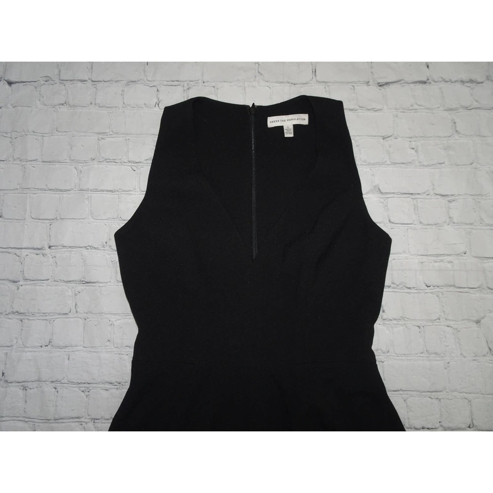 Dress the Population Catalina Solid Sleeveless Fit Flare Midi Dress Black Small - Picture 5 of 11
